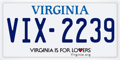 VA license plate VIX2239