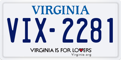 VA license plate VIX2281