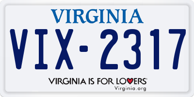 VA license plate VIX2317