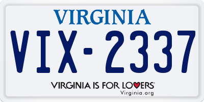 VA license plate VIX2337