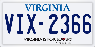 VA license plate VIX2366