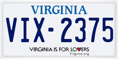 VA license plate VIX2375