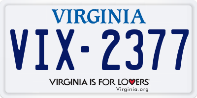 VA license plate VIX2377