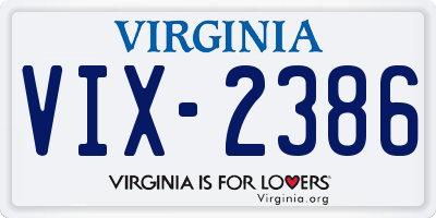 VA license plate VIX2386