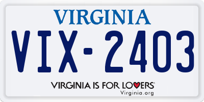 VA license plate VIX2403