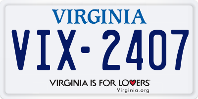 VA license plate VIX2407