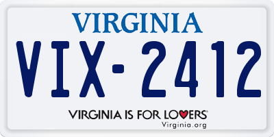 VA license plate VIX2412
