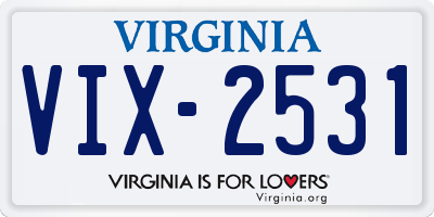 VA license plate VIX2531