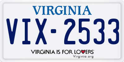 VA license plate VIX2533