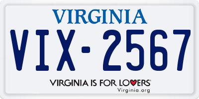VA license plate VIX2567