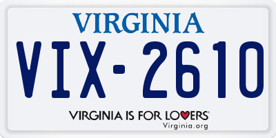 VA license plate VIX2610