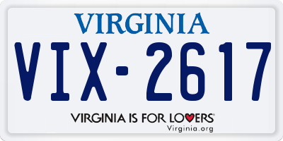 VA license plate VIX2617