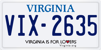 VA license plate VIX2635