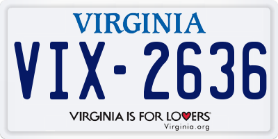 VA license plate VIX2636