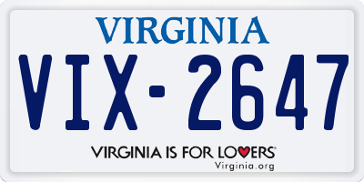 VA license plate VIX2647