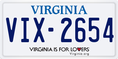 VA license plate VIX2654