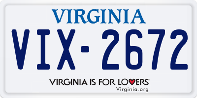 VA license plate VIX2672