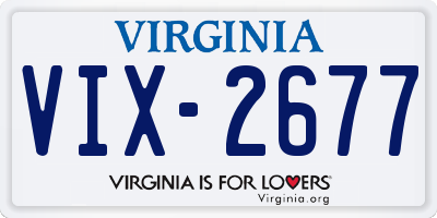 VA license plate VIX2677