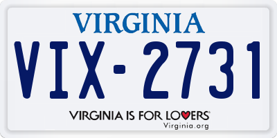 VA license plate VIX2731