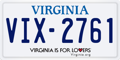 VA license plate VIX2761