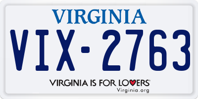 VA license plate VIX2763