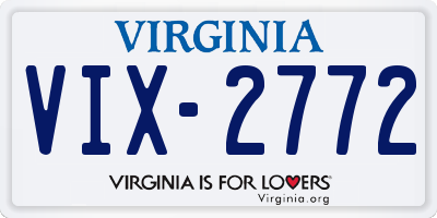 VA license plate VIX2772