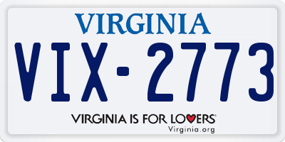 VA license plate VIX2773