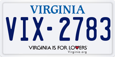 VA license plate VIX2783
