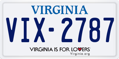 VA license plate VIX2787