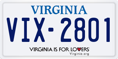 VA license plate VIX2801