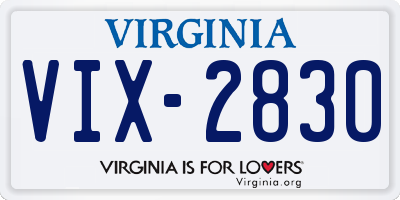 VA license plate VIX2830