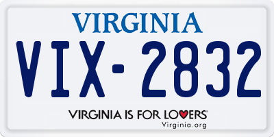 VA license plate VIX2832