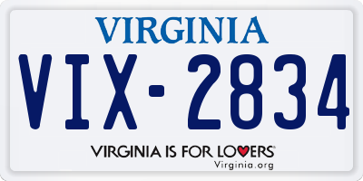 VA license plate VIX2834