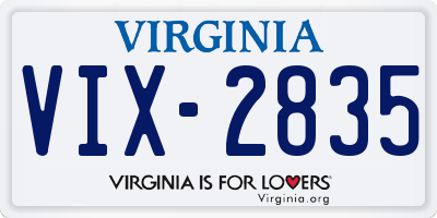 VA license plate VIX2835