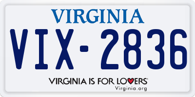 VA license plate VIX2836