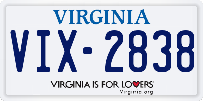 VA license plate VIX2838