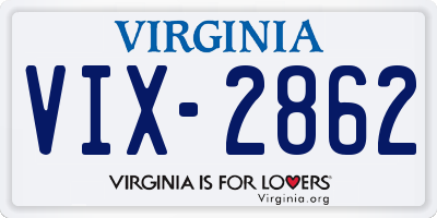 VA license plate VIX2862