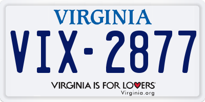 VA license plate VIX2877