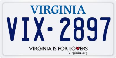 VA license plate VIX2897