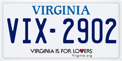 VA license plate VIX2902
