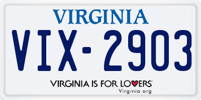 VA license plate VIX2903