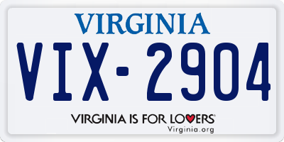 VA license plate VIX2904