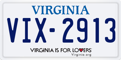 VA license plate VIX2913