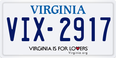 VA license plate VIX2917