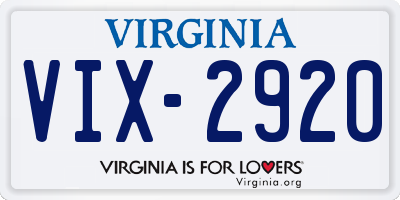 VA license plate VIX2920