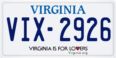 VA license plate VIX2926