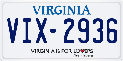 VA license plate VIX2936