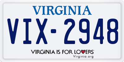 VA license plate VIX2948