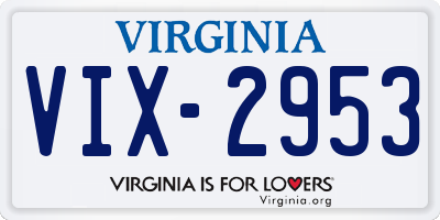 VA license plate VIX2953
