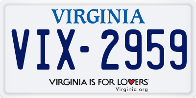 VA license plate VIX2959
